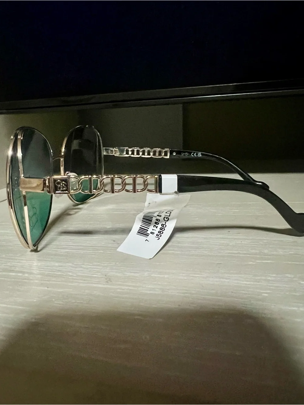 Jessica Gold Frame Sunglasses with Green Gradient Lenses